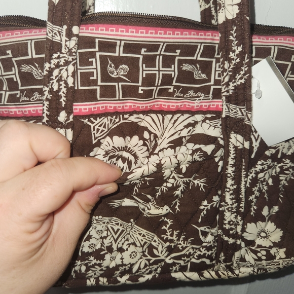 Vera Bradley Brown and Cream Floral Tote Bag - Picture 15 of 16